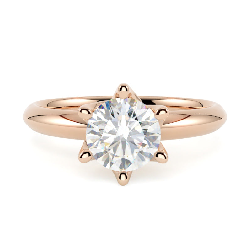 Pierścionek z diamantem Livia – szlif brylantowy – złoto różowe 585 – GOLDPORT